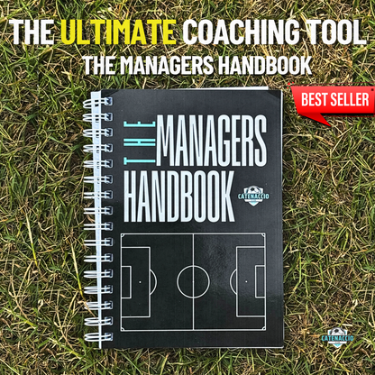 Notebook titled 'The Managers Handbook' the ultimate too for coaches